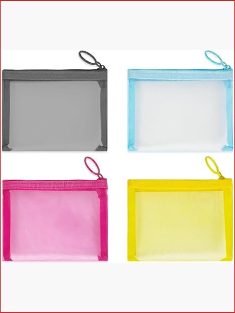 Mini Mesh Pouches 4 Pack, Small Zipper Bags For Makeup Travel Toiletries